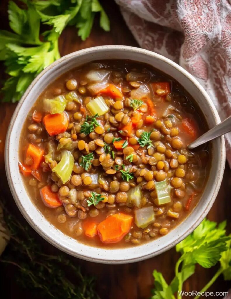 Hearty Mexican Lentil Soup with Carrots and Celery